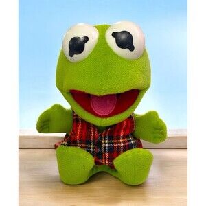 VTG 1987 Baby Kermit The Frog Plush Doll Jim Henson Muppets 6.5" TV Show